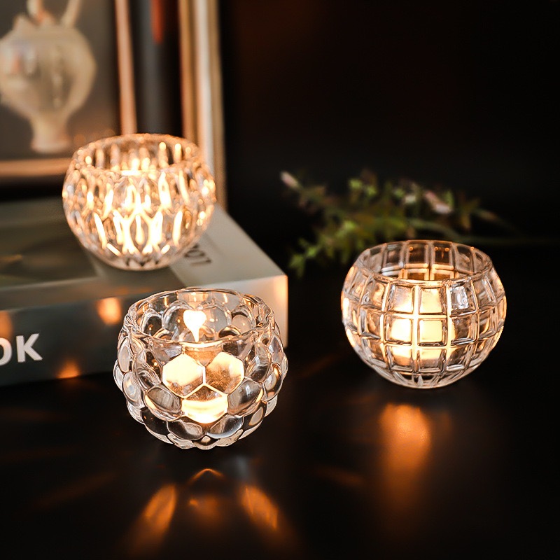 OurHome [พร้อมส่ง] เชิงเทียนแก้วบอล Ball glass candlestick พร็อพถ่ายรูป ของตกแต่งบ้าน ตกแต่งร้านกาแฟ ของขวัญสร้างสรรค์