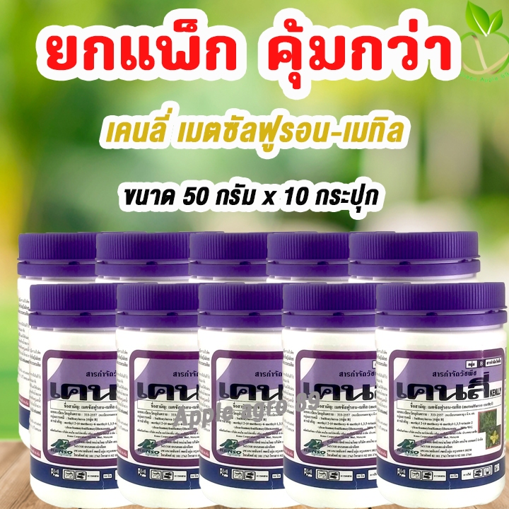 🔥ยกแพ็ก คุ้มกว่า เคนลี่ เมตซัลฟูรอน เมทิล ขนาด 50 กรัม x 10 กระปุก กำจัดวัชพิชใบกว้าง ในนาข้าว กำจัดหญ้าในนา