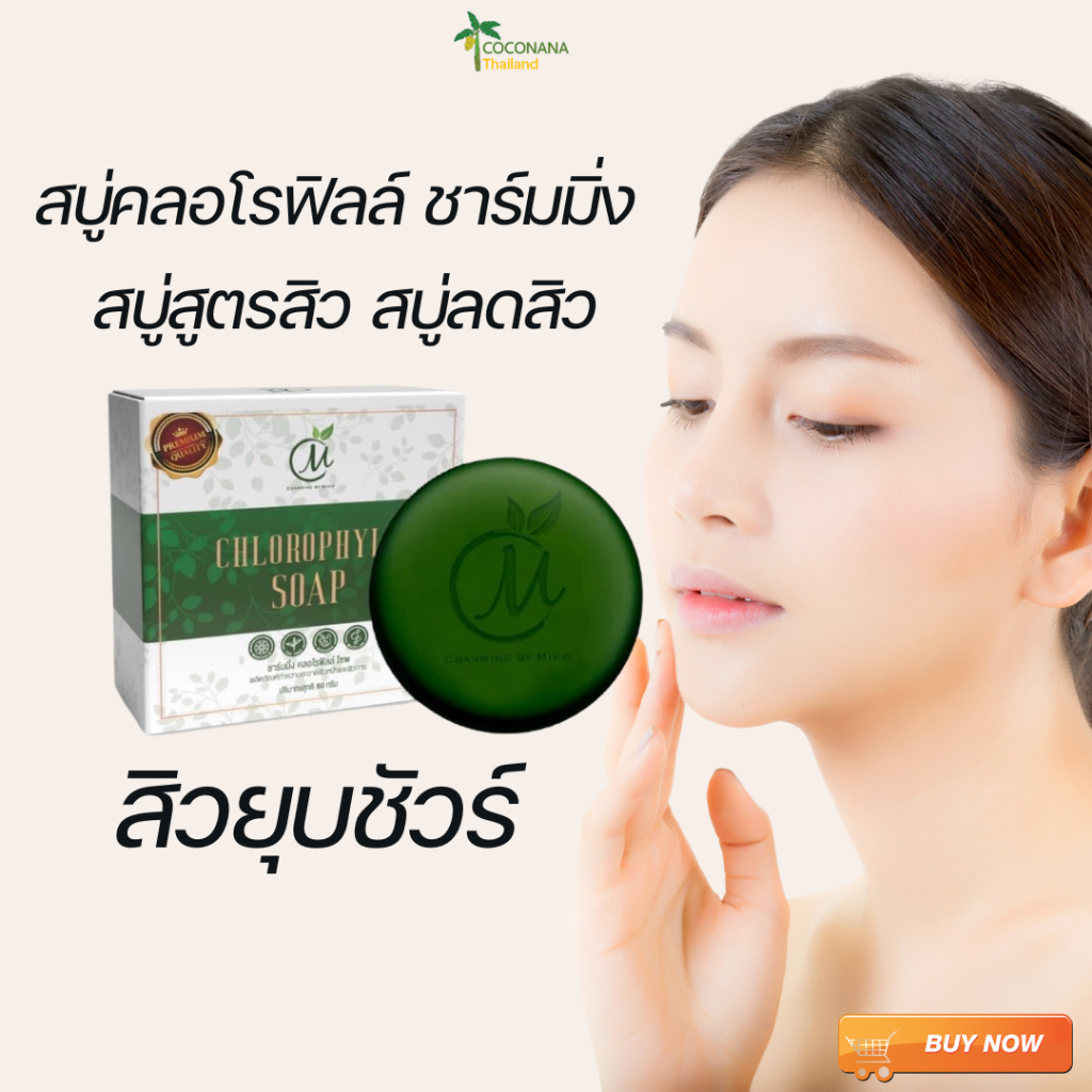 สบู่ชาร์มมิ่ง คลอโรฟิลล์ #Chlorophyll Soap #สบู่ถั่ว # สิวหนัก #ดีท็อกซ์ผิว #ของแท้ 100%