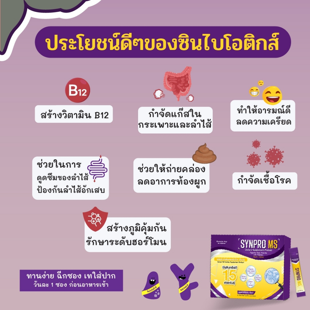 Synpro MS ซินไบโอติกส์ เซ็ตเปิดใจ 7 ซอง แถมฟรี สาหร่ายเกลียวทอง เซ็ตคู่สุดคุ้ม - รูปที่ 3