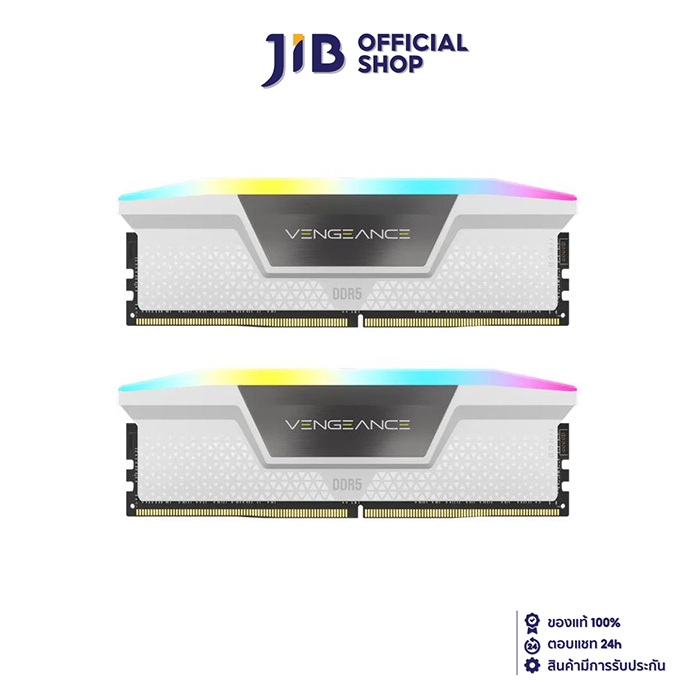 32GB (16GBx2) DDR5 6000MHz RAM (หน่วยความจำ) CORSAIR VENGEANCE RGB DDR5 (INTEL XMP) (WHITE) (CMH32GX5M2E6000C36W)