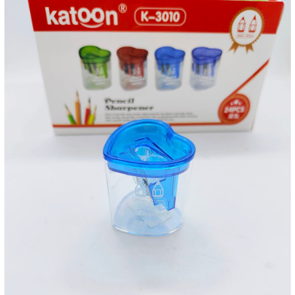 🔥 แพ๊ค 24 PCS หัวใจ3010🔥 กบเหลาดินสอ 2 รู รูปหัวใจที่เหลาดินสอ คละสี แบบมือหมุน เหลาง่าย มีฝา เครื่องเขียน โรงเรียน - รูปที่ 3