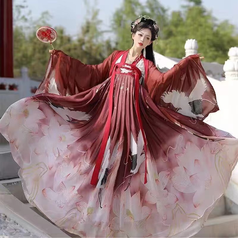 L&L ชุดจีนผู้ใหญ่ HANFU ชุดลมจีนย้อนยุคสมัยโบราณ ชุดจีนผู้ใหญ๋ ชุดจีน (แถมฟรีเครื่องประดับ)