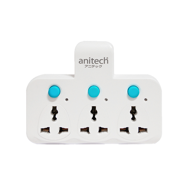 Anitech H121TES ปลั๊กขยายจำนวนช่อง 3 Socket Switch