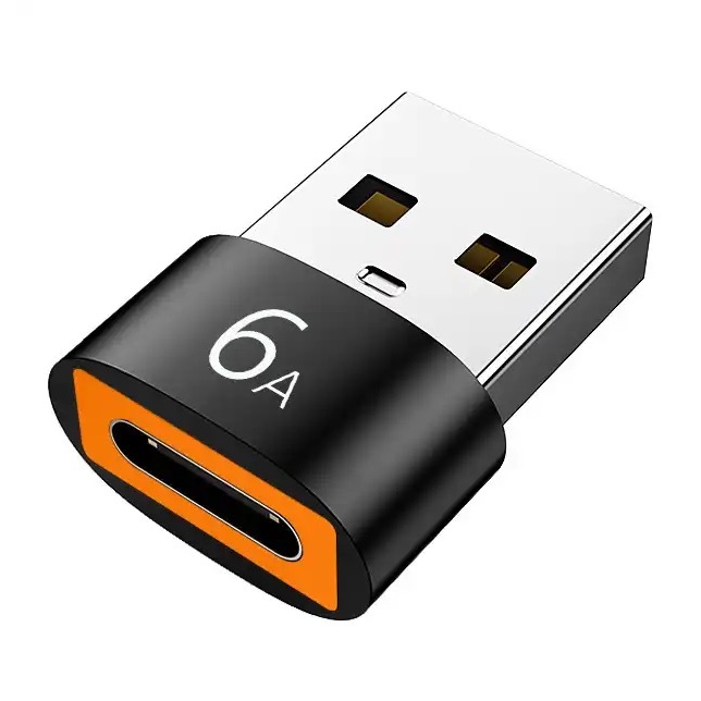 หัวแปลงสายชาร์จtype c เป็นUSB รองรับกำลังไฟ 6A ใช้สำหรับชาร์จ หรือโอนย้ายข้อมูลลงคอมพิวเตอร์