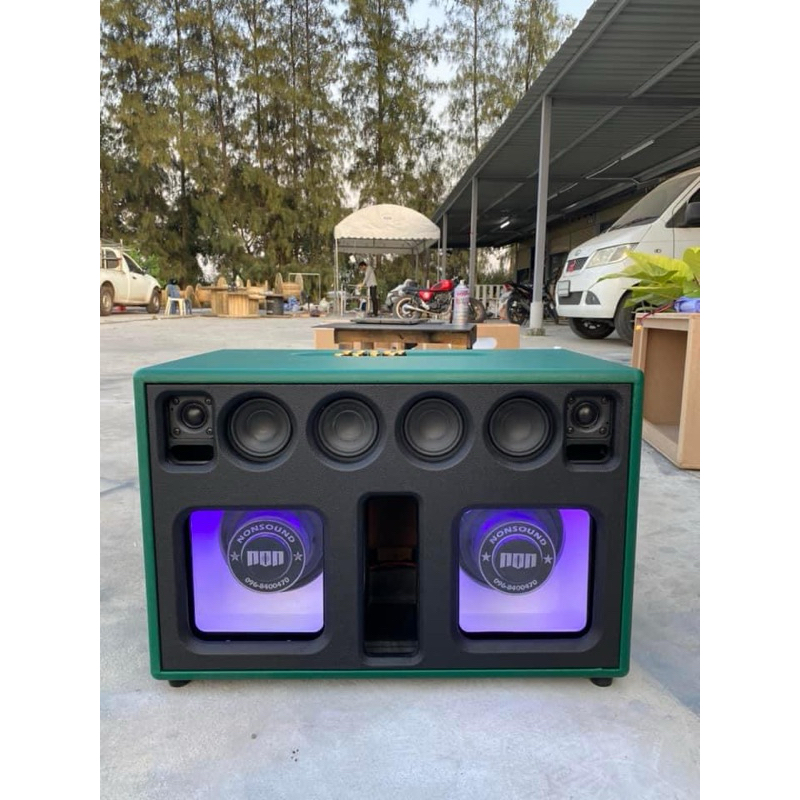 ลำโพงบูลธูทพร้อมฟัง+คาราโอเกะ+2ระบบไฟบ้าน (แบนพาส6.5คู่)เลือกสีได้