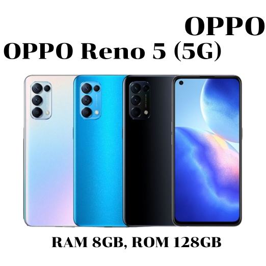 มือถือ OPPO Reno 5 5G - ออปโป้ RAM 8GB, ROM 128GBแบตเตอรี่ Li-ion 4,300 mAh รองรับชาร์จไว 65Wเครื่องใหม่เคลียร์สต๊อก
