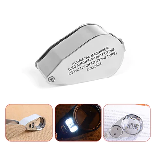 แว่นขยาย 40X กล้องส่องพระ ตรวจแบงค์ปลอม กล้องส่องเพชร พับได้ แว่นส่องพระ พร้อมไฟ LED