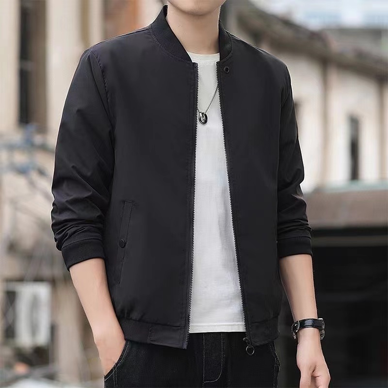 Munshe เสื้อแจ็คเก็ต มีซิป แฟชั่นผู้ชาย เสื้อโค้ทแขนยาว เสื้อแจ็คเก็ตชายแจ็คเก็ต