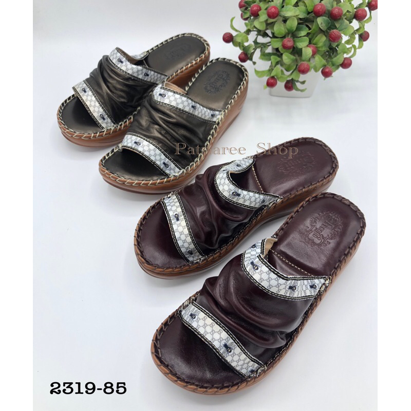 ⭐️พร้อมส่ง⭐️Shuji รุ่น 2319-85 รองเท้าแตะแบบสวมหนังแท้ ไซส์ 35-41