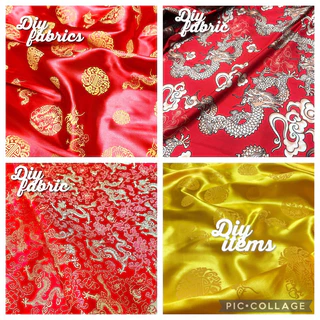 พร้อมส่ง ผ้าไหมจีน ผ้าตรุษจีน​​ ลายมังกร ปูโต๊ะ ดอก ตัดชุดกี่เพ้า มีหลายสี เครป ต่วน satin หลา สาทรจีน