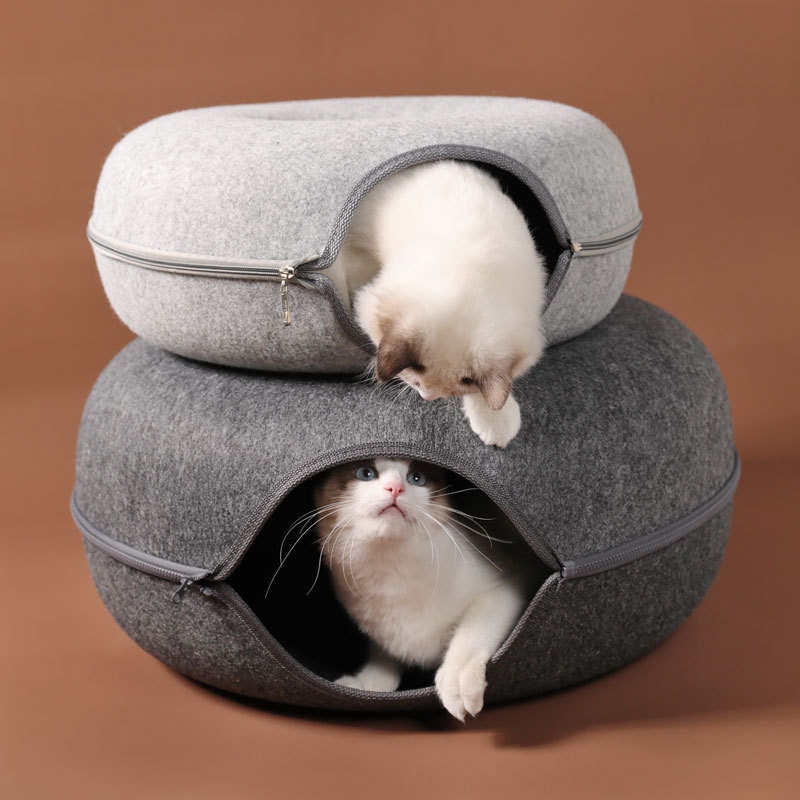 🐱 บ้านแมวโดนัท 4สี อุโมงค์โดนัท บ้านแมว ที่นอนแมวถูกๆ ที่นอนสัตว์เลี้ยงให้ความอบอุ่น ถอดประกอบใช้งานได้เลย