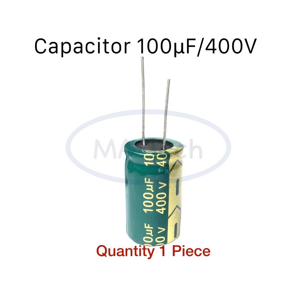100uf 400V capacitor 100uF/400Vdc คาปาซิเตอร์ 100uF/400Volt ขนาด 18.0x30.0 mm จำนวน 1 ชิ้น
