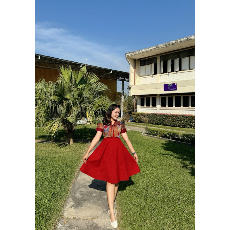 ชุดผ้าไทยทออัดกาวสวยมากL36/30/ยาว39