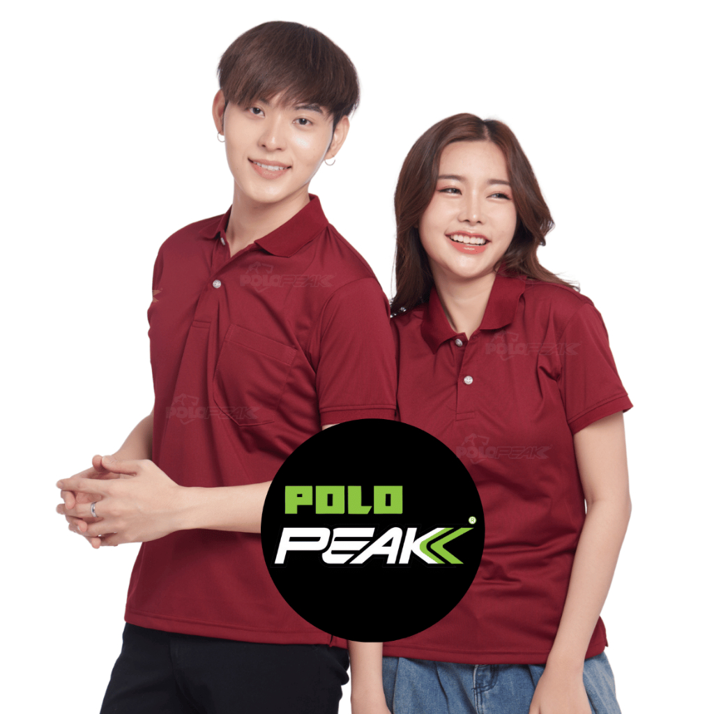 เสื้อโปโลสีแดงเลือดหมู สีล้วน polopeak
