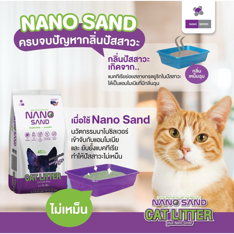 Nano sand 6 ลิตร [ 5 กก.] ช่วยลดแบคทีเรียและดักจับแอมโมเนียที่ปะปนมาในปัสสาวะและอุจจาระของน้องแมวได้ดีเยี่ยม