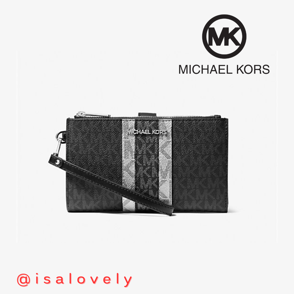 📌Isa Lovely Shop📌  MICHAEL KORS JET SET TRAVEL LARGE DOUBLE ZIP WRISTLET 35F2STVW3B  BLACK MULTI