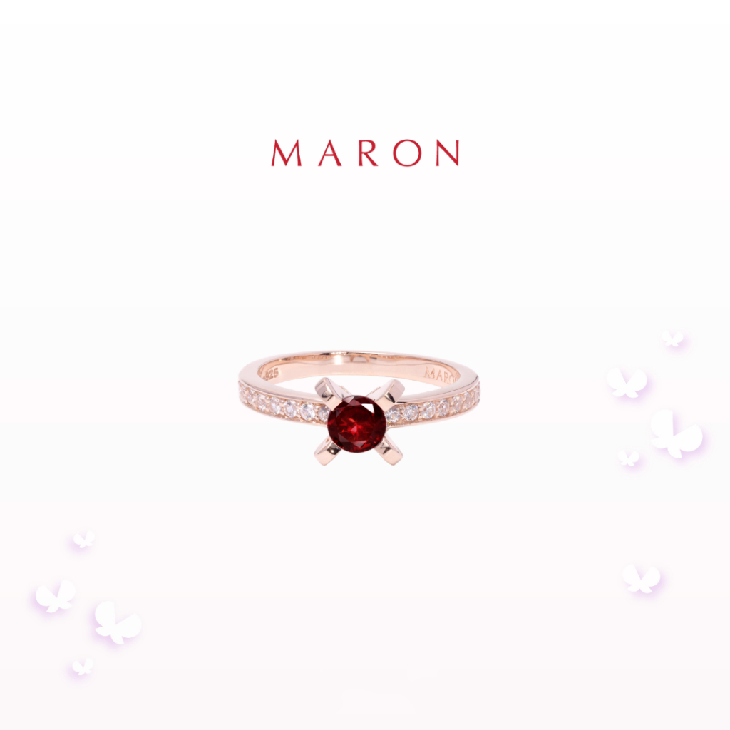 [Pre-Order 30 วัน] Happy Sign Ring with Red Garnet (Root Chakra) เงินแท้925 พลอยแท้