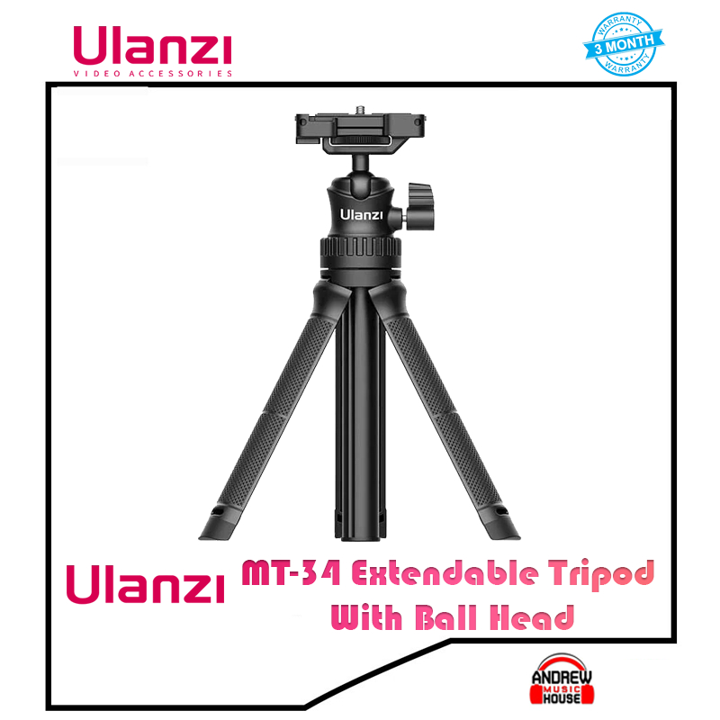Ulanzi MT-34 Extendable tripod with ball head ไม้เซลฟี่ สำหรับมือถือ กล้อง มีขาตั้งในตัว (ประกัน 3 เ