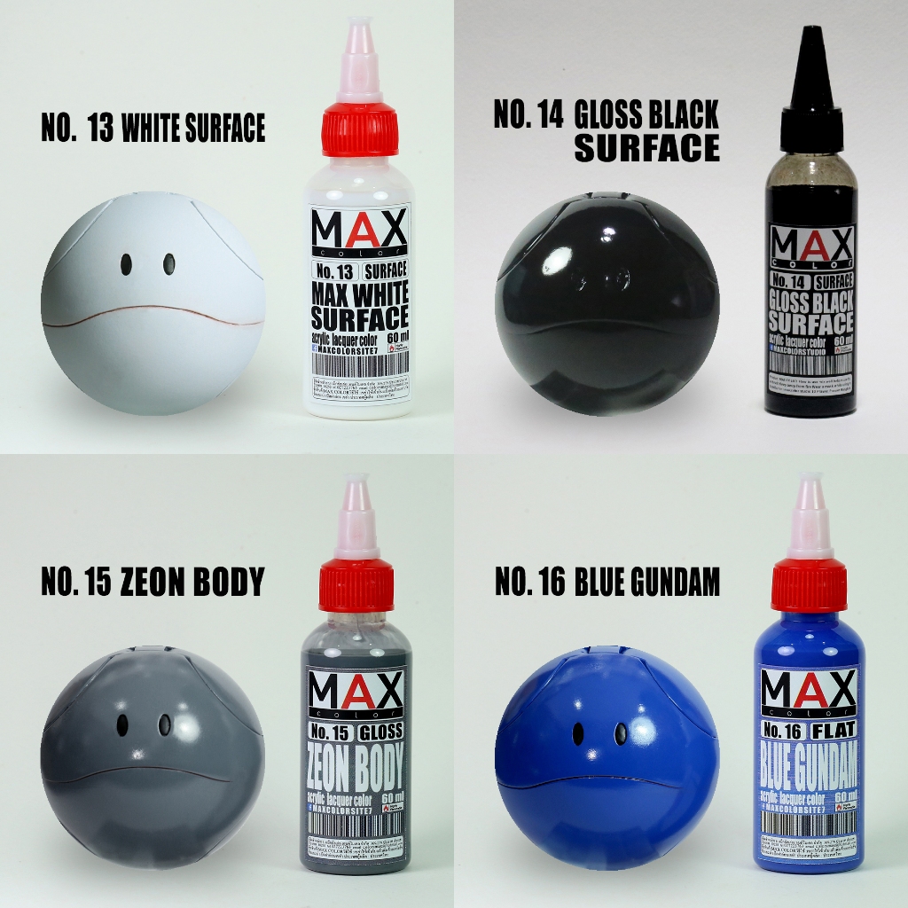 No13-No16 max color สีพ่นโมเดล กันดั้ม รถถัง อาร์ททอย พลาสติกโมเดล สีผสมสำเร็จพร้อมใช้งาน