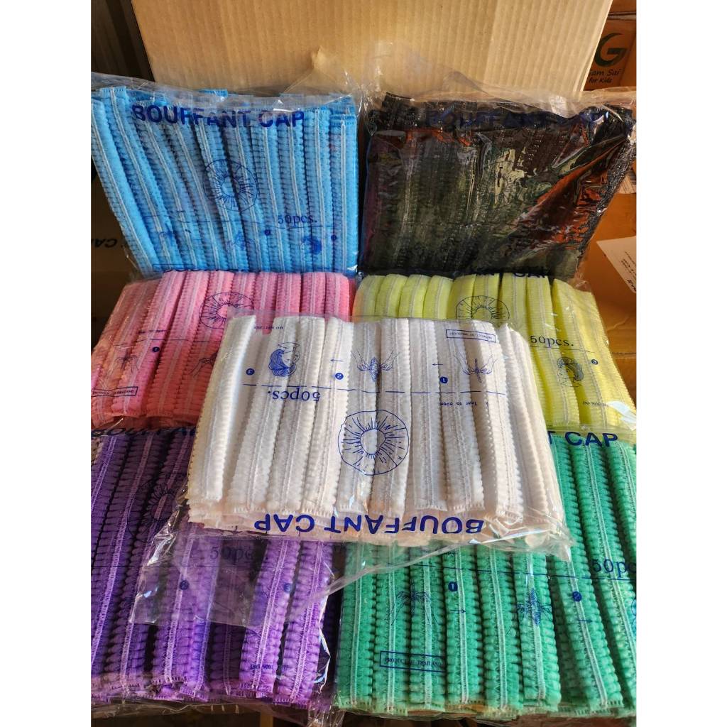หมวกตัวหนอน พร้อมส่ง❗❗ หมวกคลุมผมใช้แล้วทิ้ง ใยสังเคราะห์ bouffant cap 50 ชิ้นต่อ 1 แพ็ค
