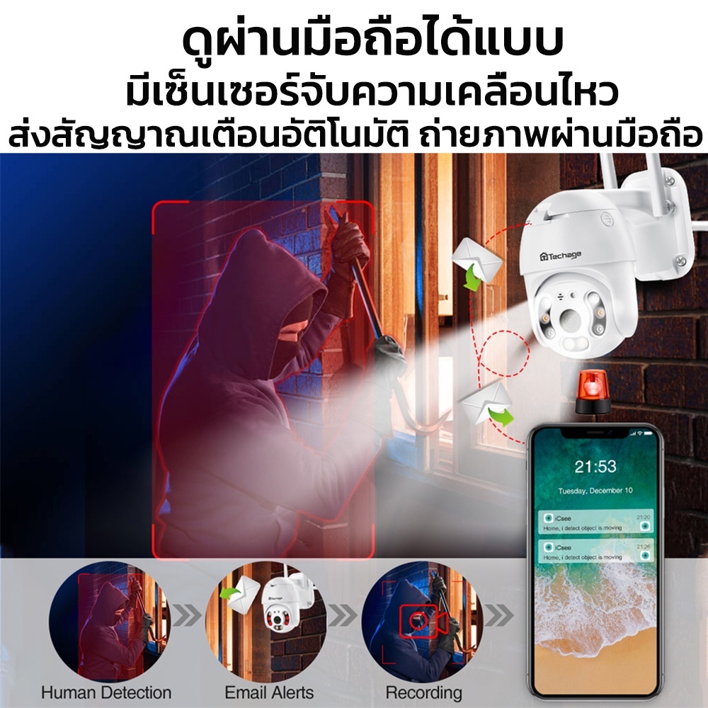 กล้องวงจรปิด v380 Pro 5MP กล้องวงจรปิดไร้สาย กล้องนอกบ้าน Outdoor Wifi Camera ภาพสี มีAI+ คนตรวจจับสัญญาณเตือน