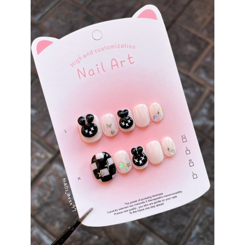 🥨เล็บปลอมเจลแท้ มาใหม่ เกาหลี งานเพ้นท์ ปั้นนูน💖🌷ฟรีกาวตะไบ