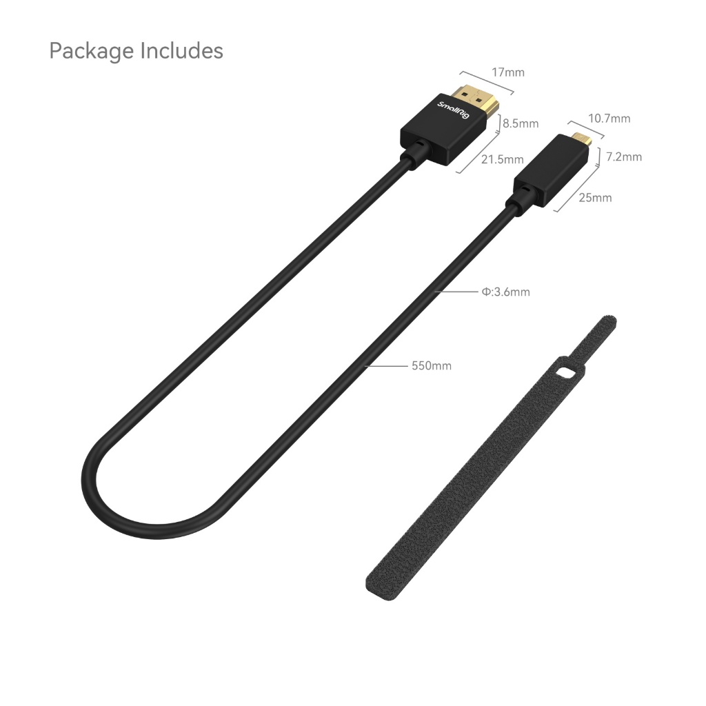 SmallRig - 3043B Ultra Slim 4K HDMI Cable (D to A) 55cm ประกันศูนย์ไทย 1 ปี