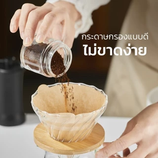Alechaung กรวยดริปกาแฟ ดริปเปอร์ ชุดดริปกาแฟ Glass Coffee Dripper พร้อมกระดาษกรอง 1-2 100แผ่น