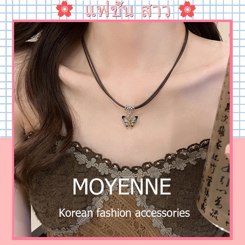 [จัดส่งในกทม] สร้อยคอ สร้อยคอโซ่เงิน แฟชั่นเกาหลีเงินผีเสื้อจี้เงินสร้อยคอผู้หญิงเครื่องประดับ