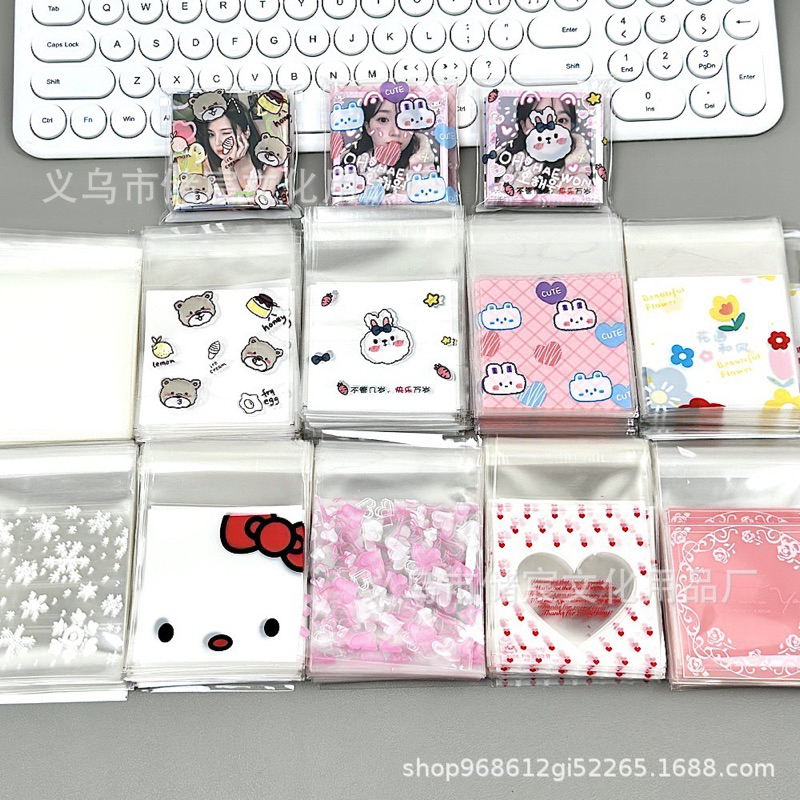 ถุงฝากาว ใส่คุกกี้ ใส่ขนม 7*7 (100 ใบ) ลายน่ารัก ถุงแก้วลายการ์ตูน