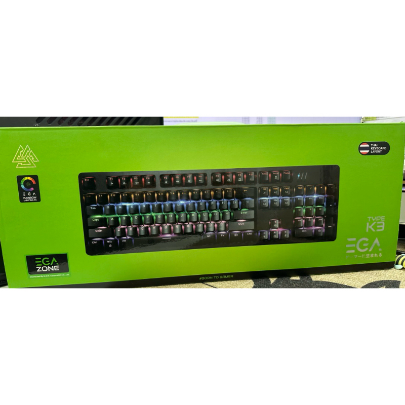 EGA Mechanical keyboard EGA K3 สีดำ ปุ่ม Blue Switch