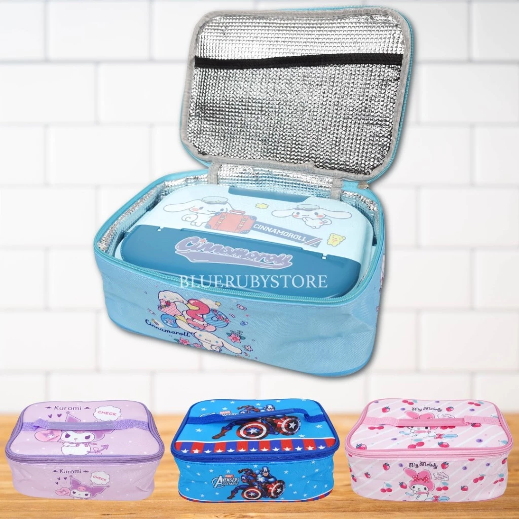 พร้อมส่ง💕 กระเป๋าใส่กล่องข้าว สำหรับกล่องข้าวขนาดใหญ่ กระเป๋าเก็บอุณหภูมิ อเนกประสงค์ ลายการ์ตูน