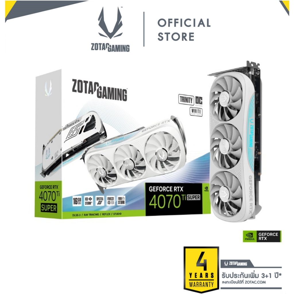 ZOTAC GAMING GeForce RTX 4070 Ti SUPER Trinity OC White Edition 16GB GDDR6X (ZT-D40730Q-10P)