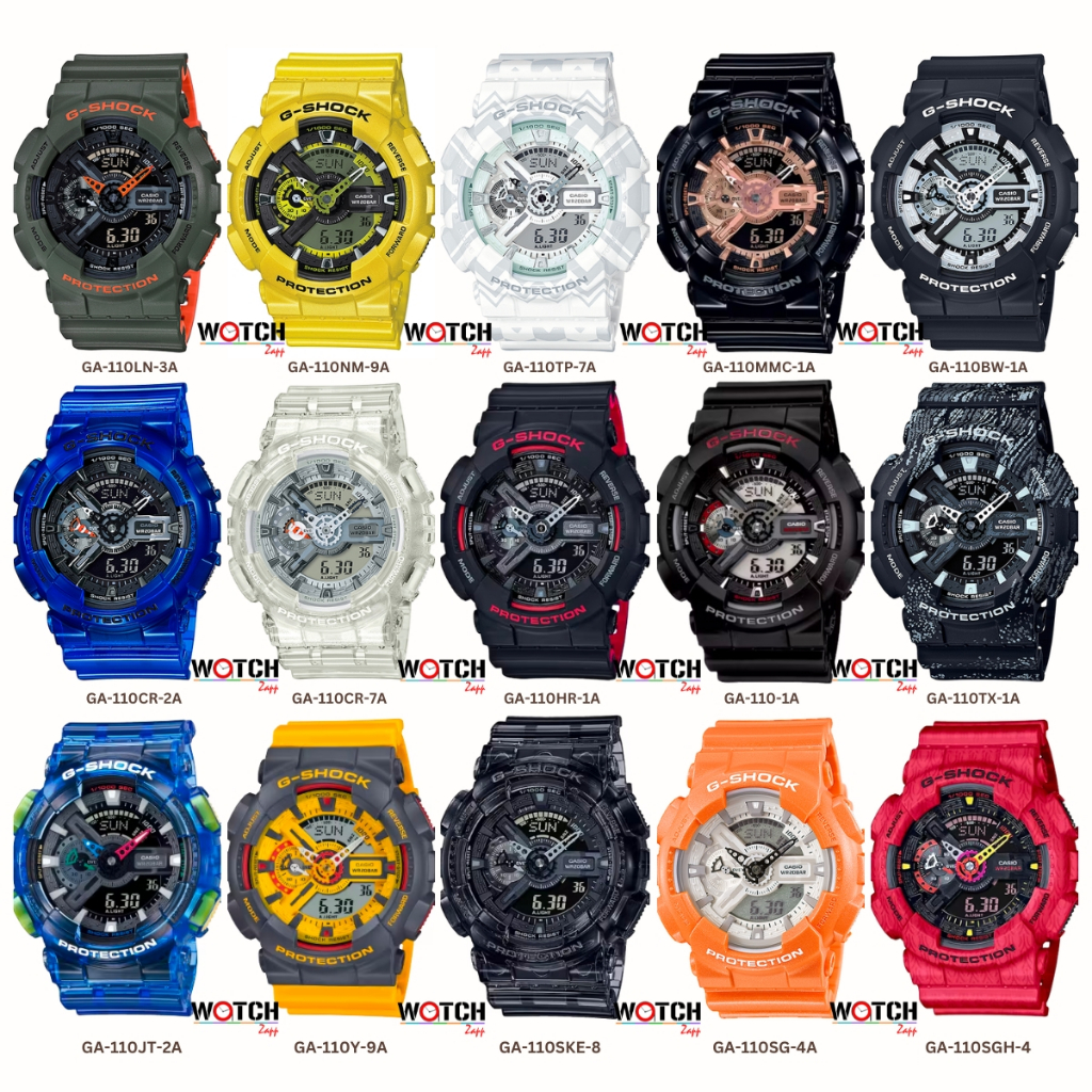 Casio G-Shock นาฬิกาข้อมือ สีเหลือง สายเรซิน รุ่น GA-110 Sereis GA-110-1A GA-110LN GA-110MMC GA-110J