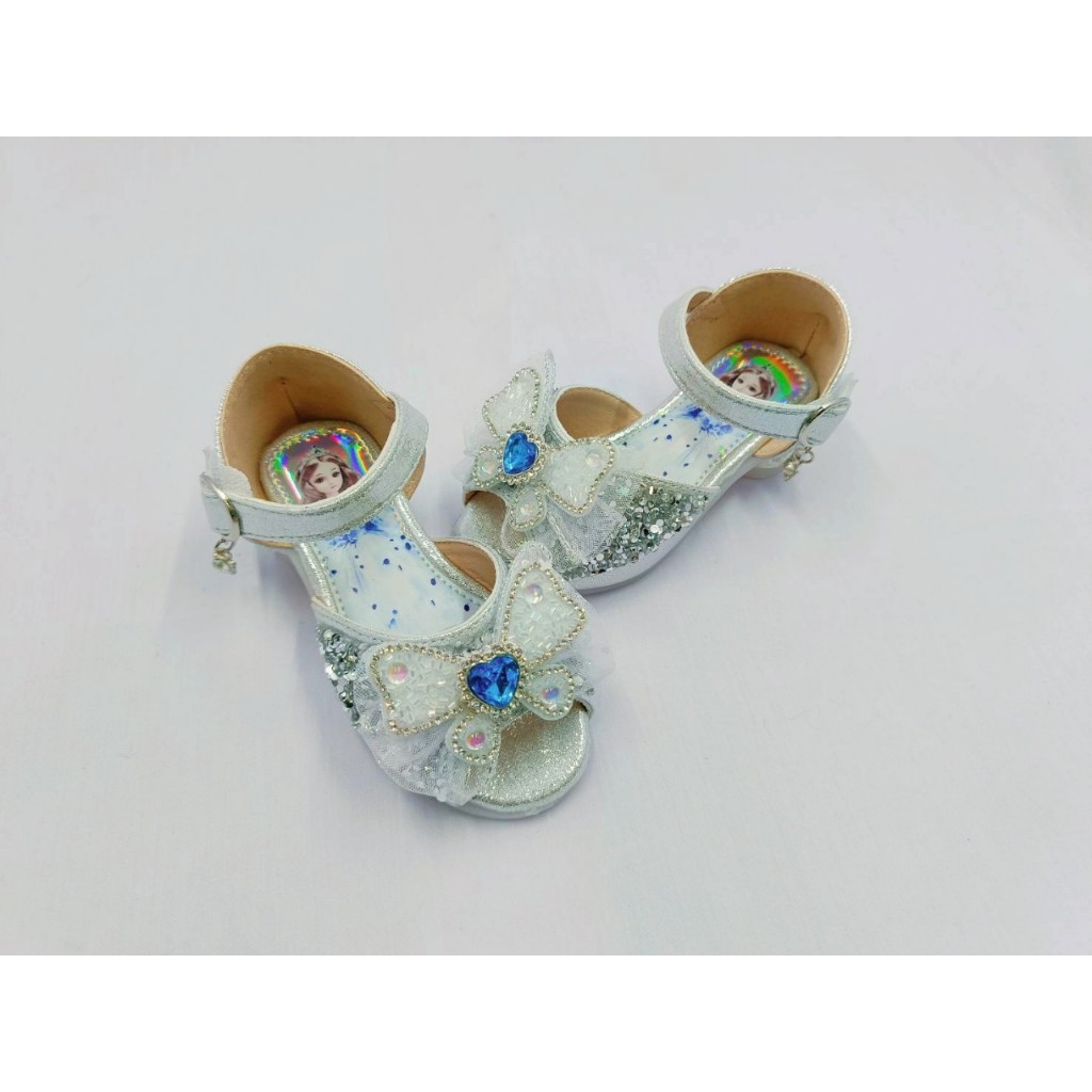 9178 new design 2024 รองเท้าคัทชู เจ้าหญิง ประดับโบว์ เพชร สวยงาม ไซส์ 26-36 มี 3 สี เงิน ทอง และ ชมพู