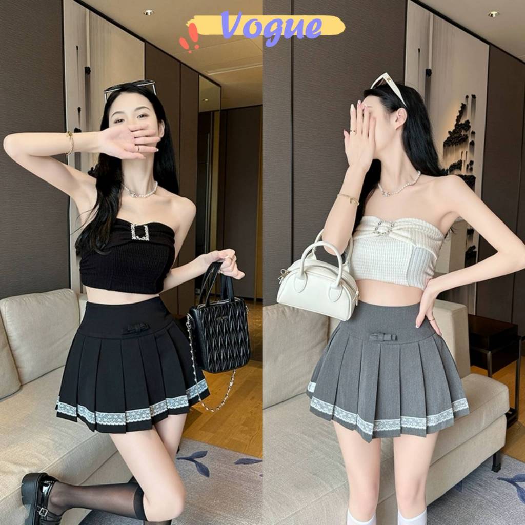 Vogue พร้อมส่ง  กระโปรงกางเกง ทรงพลีส 2สี มี4ไซส์เอวกลางๆ (256-1) -NZ-XM