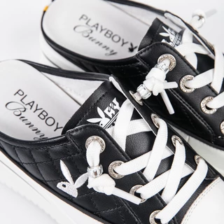 PLAYBOY รองเท้าผ้าใบแบบเปิดส้น รุ่น ST-H241C1152 (ควร+1ไซส์) ดีไซน์เย็บนวม ปักโลโก้ มี2สี สีขาวและสีดำ