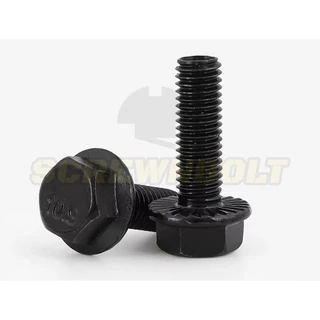 น็อต สกรู หัว หกเหลี่ยมติดแหวน เหล็กแข็ง 10.9 เกลียวมิล หยาบ M5 M6 M8/Hexagon Flange Bolt Grade 10.9
