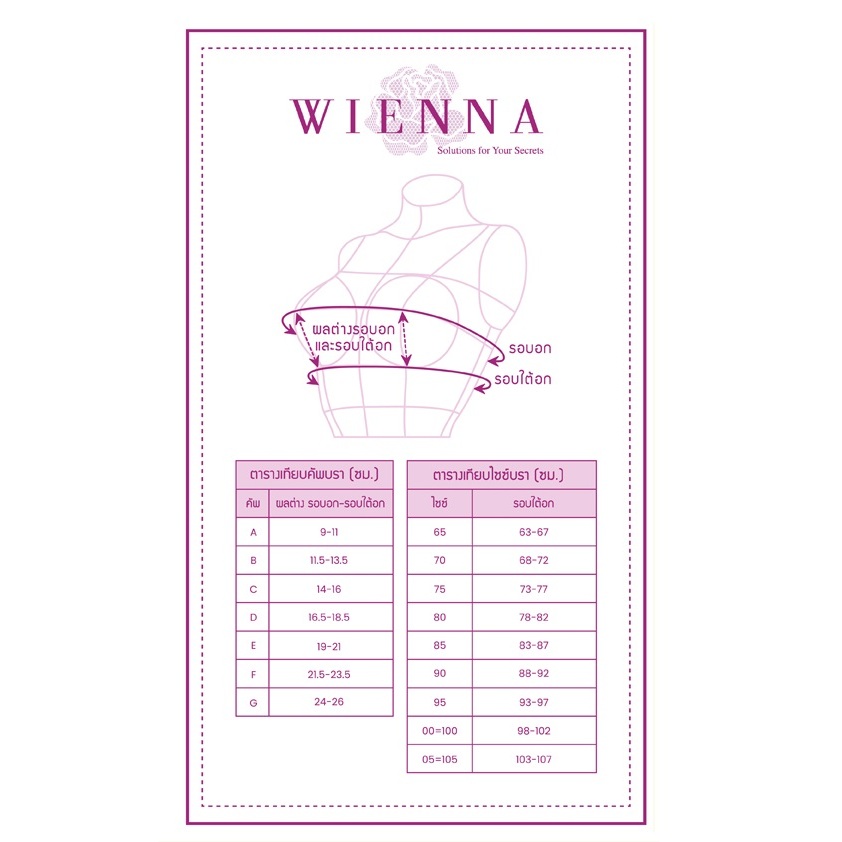 WIENNA Best Seller เสื้อชั้นใน Beauty 5 Cup DB23558 ไซซ์ใหญ่ สีเนื้อ ดำ ฟ้า (Tulip Carnation) - รูปที่ 7