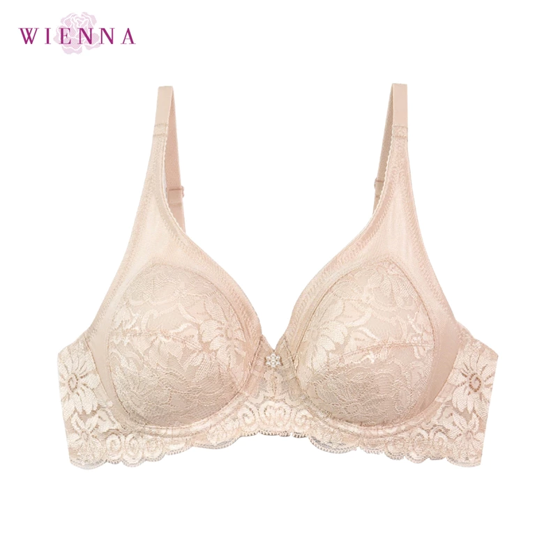 WIENNA Best Seller เสื้อชั้นใน Beauty 5 Cup DB23548 มีโครง Full Cup ซับบาง สีเนื้อ ดำ ฟ้า แดง ม่วง (Tulip Carnation)