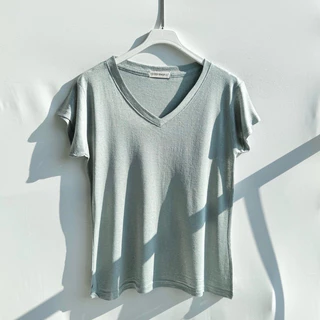 S6 เสื้อยืด คอวี ผ้าสลาฟ สาวอวบ รอบอก 38-44