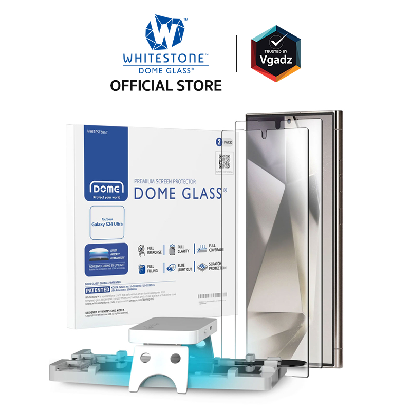Whitestone Dome Glass - ฟิล์มกระจกนิรภัยสำหรับ Galaxy S24 Ultra (อุปกรณ์การติดแบบครบชุด)