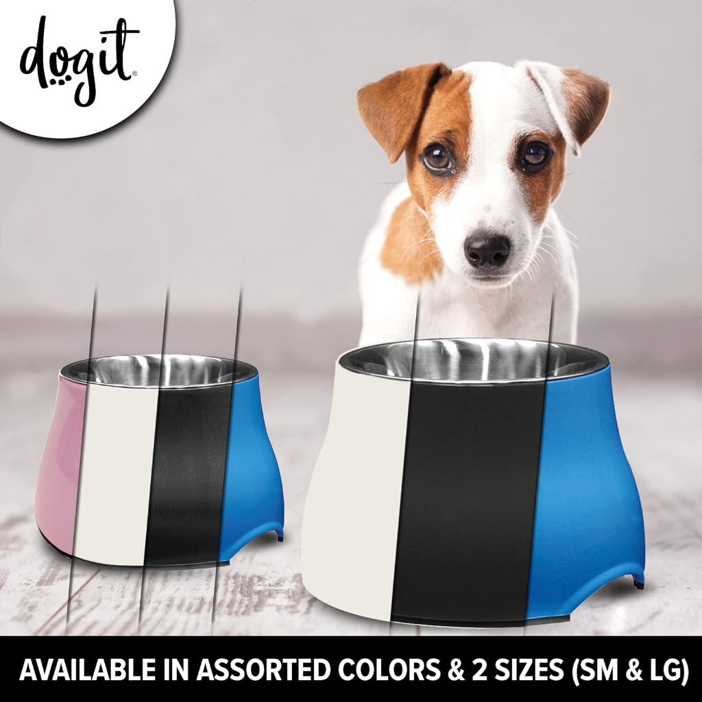ชามอาหารสุนัข Dogit Elevated Dog Dish Small สีขาว ชามอาหารสแตนเลสแบบฐานต่ำ มียางกันลื่นด้านล่าง สำหรับพันธ์เล็ก
