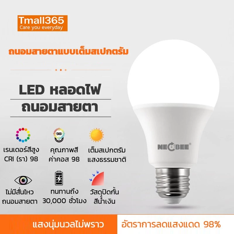 NEOBEE หลอดไฟปิงปอง LED แสงขาว แสงวอร์ม E27 ถนอมสายตา ประหยัดไฟ เล็ก รุ่น NB-AP