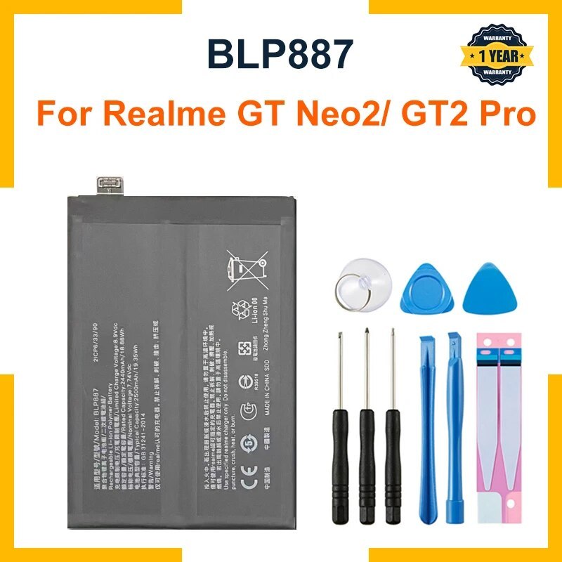 แบตเตอรี่ BLP887 สำหรับ OPPO Realme GT NEO 2 Neo2 RMX3370/ GT2 Pro RMX3300 RMX3301/ blp887 ความจุแบต