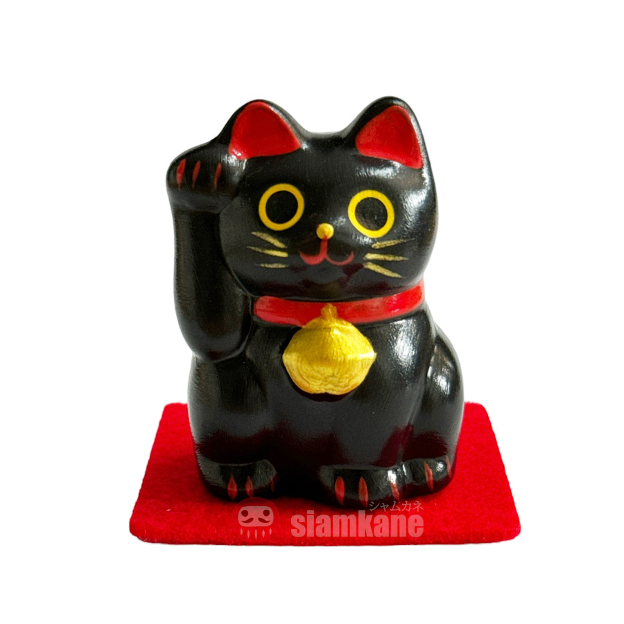 แมวกวักนำโชค Black Neko 2 inch กวักขวา สีดำ 2นิ้ว