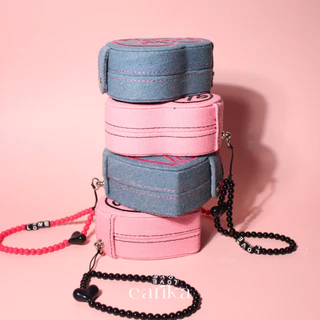 earika.earrings - denim jewelry box กล่องเครื่องประดับเนื้อผ้าเดนิม ลายบาร์บี้ มีสายคล้อง พกพาสะดวก