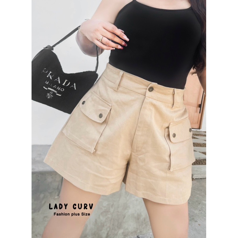 (LC) กางเกงขาสั้น กระเป๋าหน้าทรงกล่อง ดีเทลเก๋ ใส่ไปแคมป์ปิ้งเหมาะมาก เสื้อผ้าสาวอวบอ้วน พลัสไซส์ ไซส์ใหญ่ - รูปที่ 2