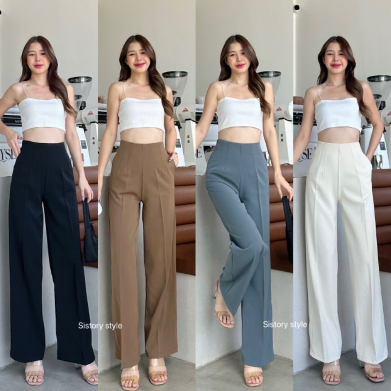 กางเกงเอวสูง เก็บพุง พรางหุ่น รุ่น Ally pants ขอบในตัว ซิปหลัง (ทรงกระบอกกลาง)